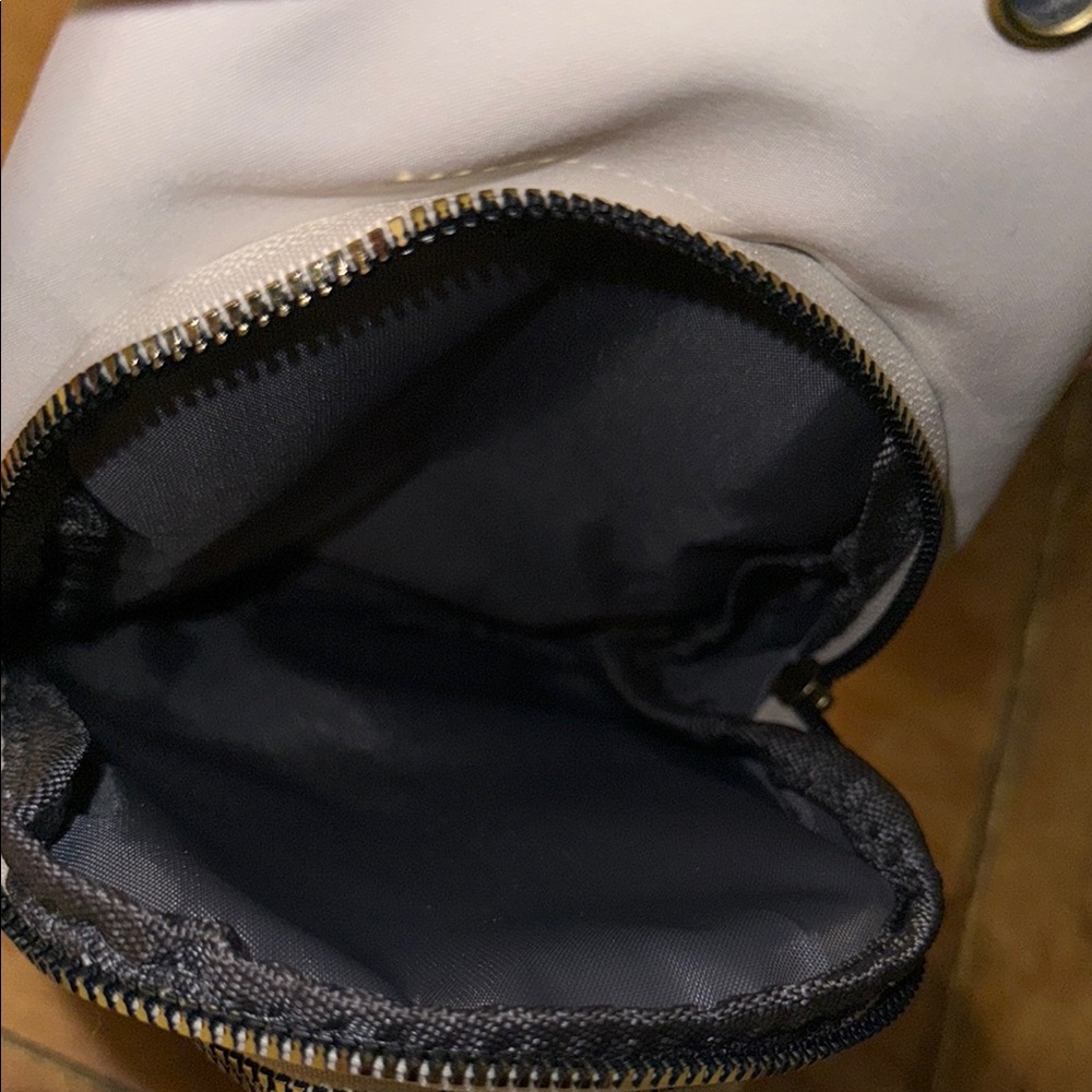 Cream Quilted crossbody Backpack with Diamond Pattern and Gold Accents - Picture 5 of 7